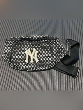 MLB Black & White Monogram Belt Bag with NY Patch